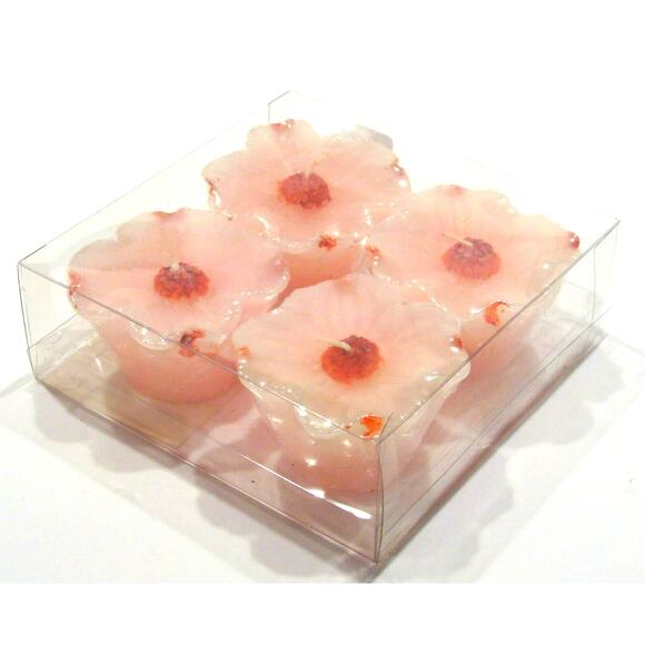 FLOATING CANDLES Set (4) Pink Dogwood Flowers Birthday Holiday Wedding Baby NEW - Picture 1 of 4